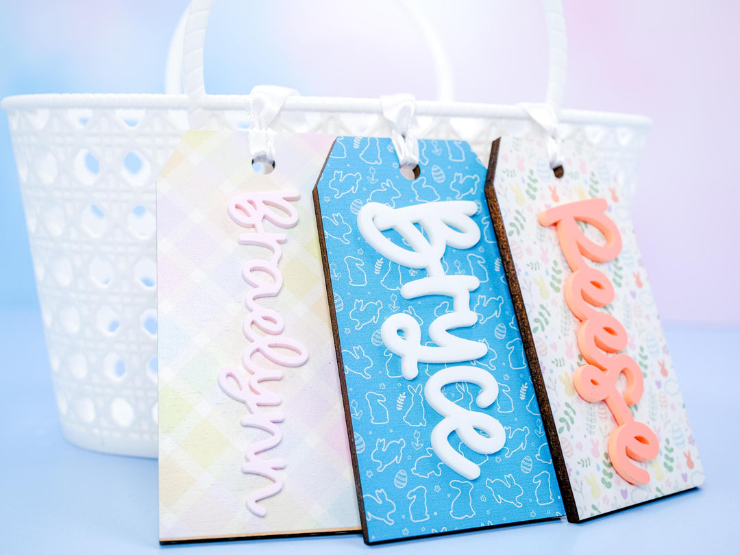 Easter Basket Tag, Personalized Easter Basket Tag, Custom Basket Tag, Wooden Easter Egg Tag, Acrylic Wood Tag