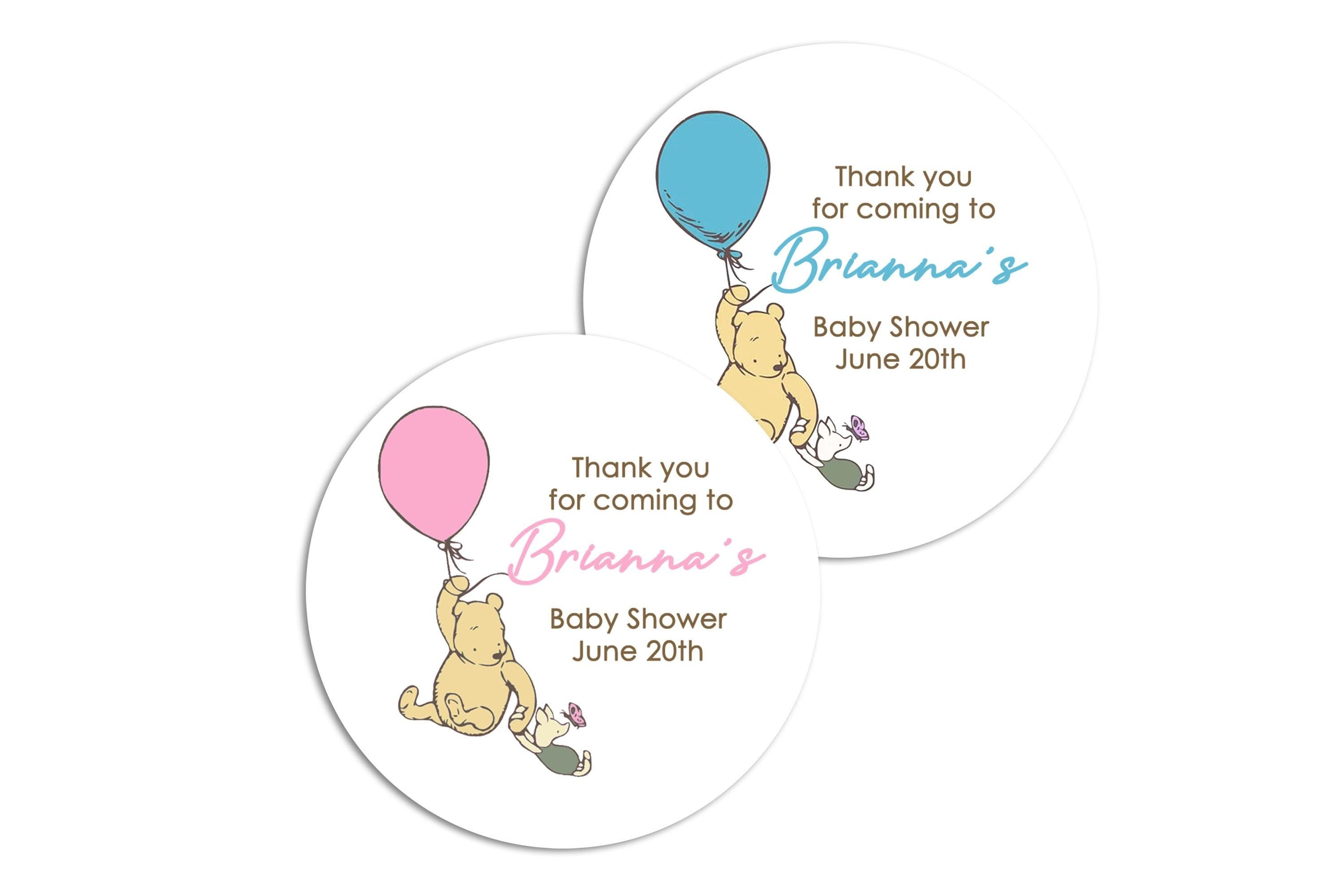 Winnie the Pooh Baby Shower Stickers: Personalized Thank You Labels
