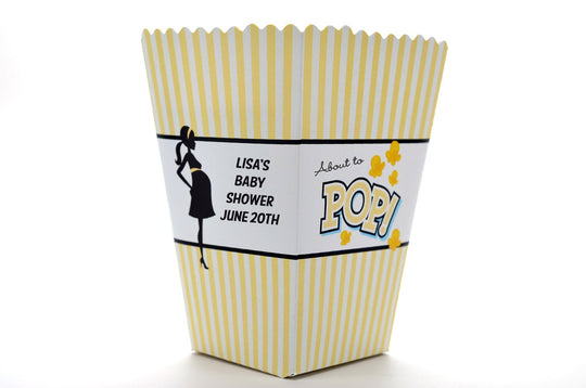 Pale Yellow Ready To Pop - Personalized Baby Shower Popcorn Boxes (Set of 10)