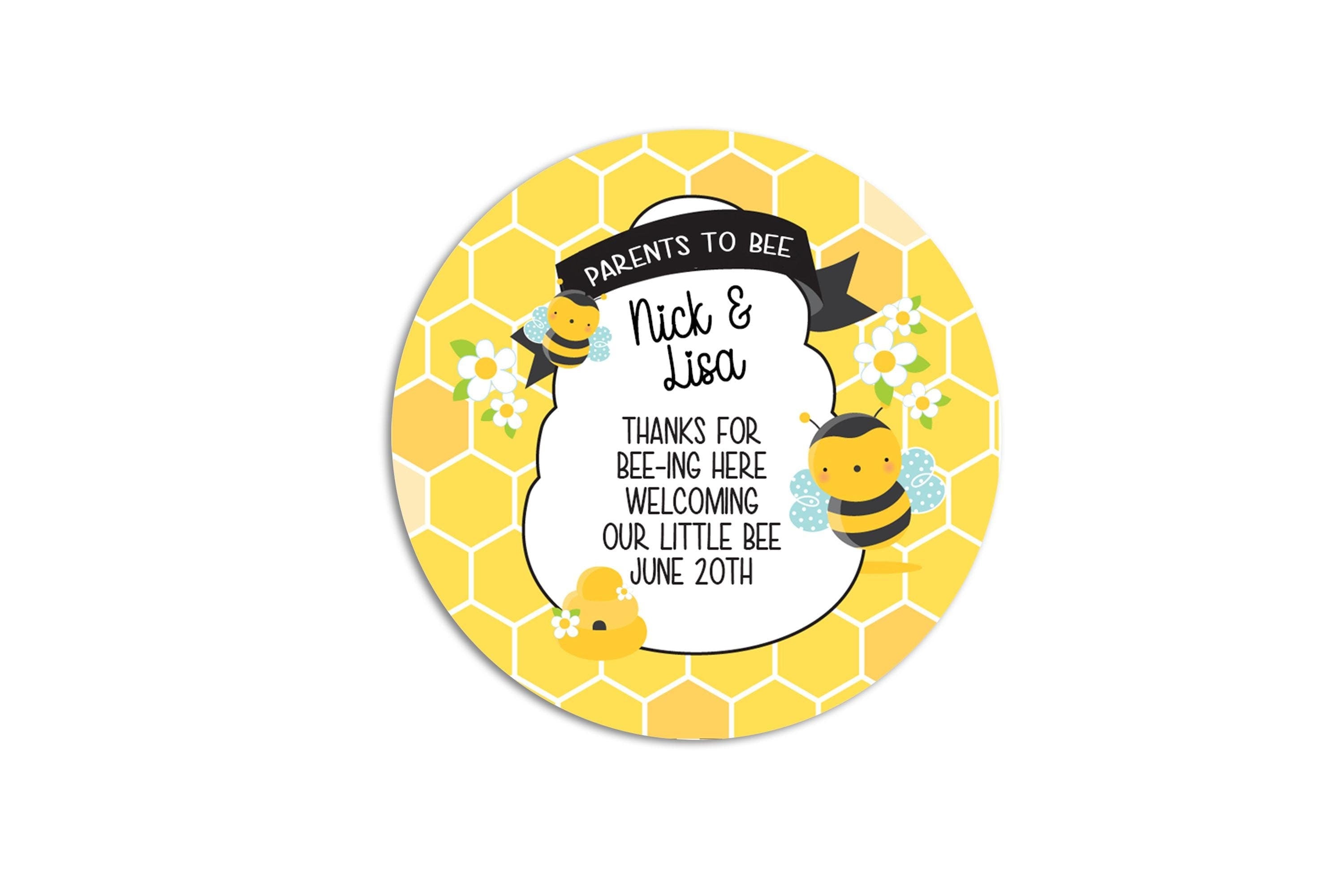 Mommy To Bee Baby Shower Sticker: Personalized Baby Sprinkle Favor