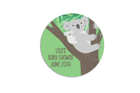 Koala Bear Baby Shower Stickers, Showering Us Favor Stickers, Thank You Stickers Baby Shower Favors, Round Stickers for Favor