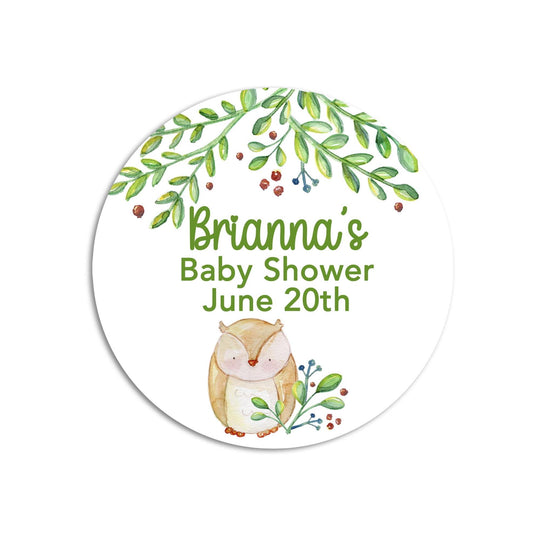 Woodland Baby Shower Favor Stickers, Woodland Animals Baby Shower Labels, Printed Baby Shower Thank You Labels, Greenery Baby Shower
