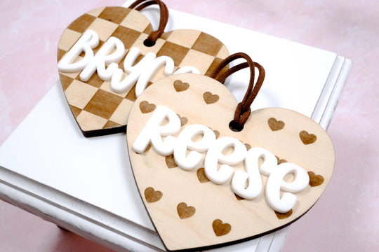 Valentine's Day Basket Heart Shape Tag, Personalized Valentine's Day Name Tag, Custom Basket Tag, Heart Name Tag, Maple Wood Tag
