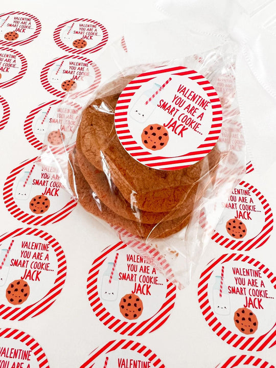 You Are A Smart Cookie Valentine's Day! - Personalized Valentine Round Sticker Labels - Classroom Valentines for School