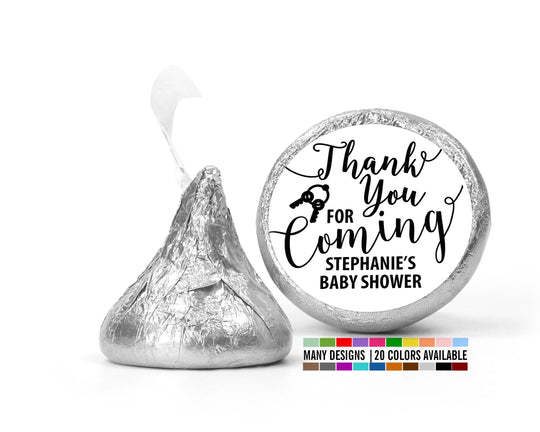 Thank You for Coming Favor Stickers, Celebrating Baby Shower Stickers, Personalized Chocolate Kiss Label Favors, Candy Stickers Baby Shower