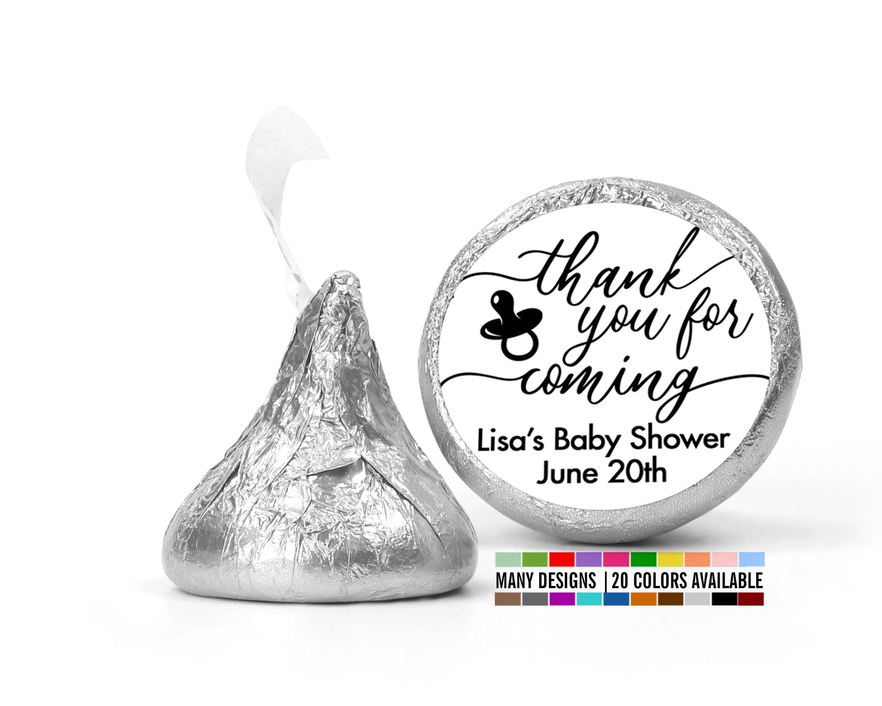 Thank You for Coming Chocolate Kiss Pacifier Favor Stickers, Celebrating Baby Shower Stickers, Personalized Chocolate Kiss Label Favors, Candy Stickers Baby Shower