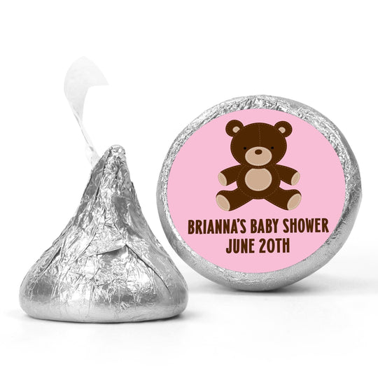 Teddy Bear Girl Baby Shower Favors, Chocolate Candy Stickers, Baby Shower Favors Girl, Pink and Brown Baby Showers, Teddy Bear Favors