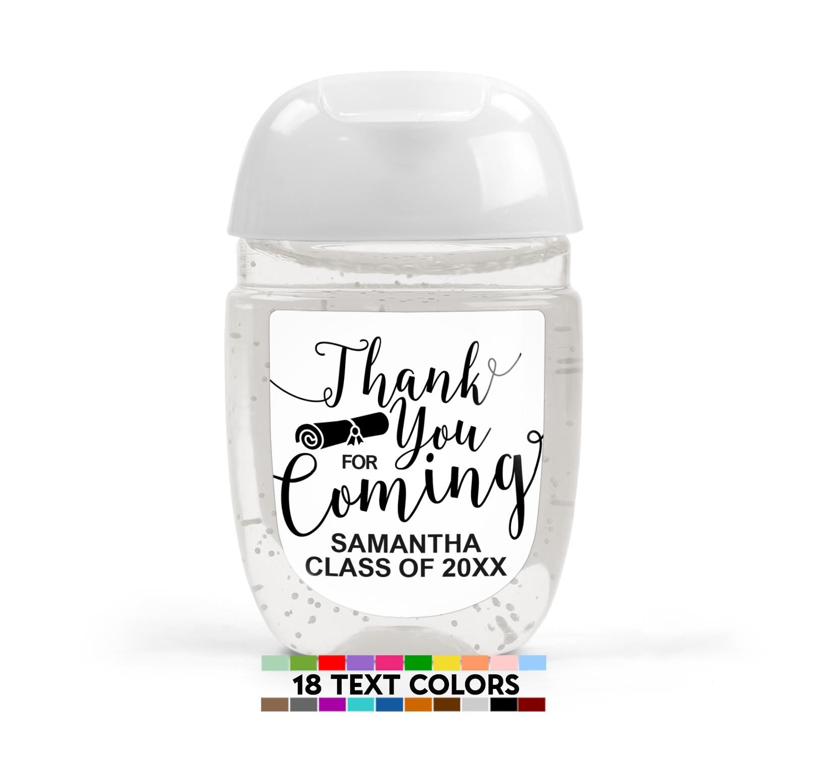 Hand Sanitizer Graduation Stickers, Thank You For Coming Grad Party Favor, Class of 2026