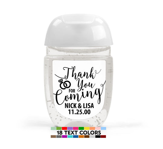Wedding Favor Hand Sanitizer, Trendy personalized Shower Favor, Bridal Shower hand Sanitizer Sticker, Thank You For Coming Shower Favors