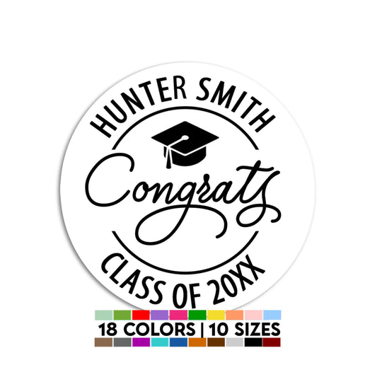 Congrats Graduation Party Thank You Stickers, Grad Thank You Stickers with Cap, Graduation Class of 2025, Custom Graduation Stickers
