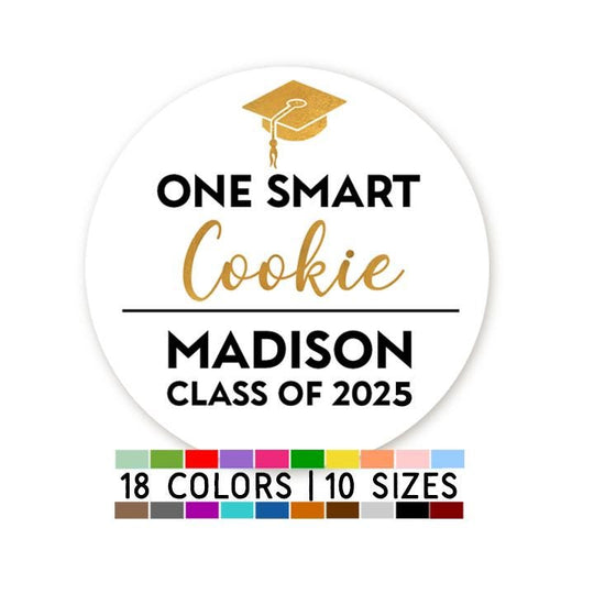 One Smart Cookie Class of 2025 Graduation Stickers, Graduation Party Thank You Label, Grad Thank You Stickers Cap, Graduation Class of 2025