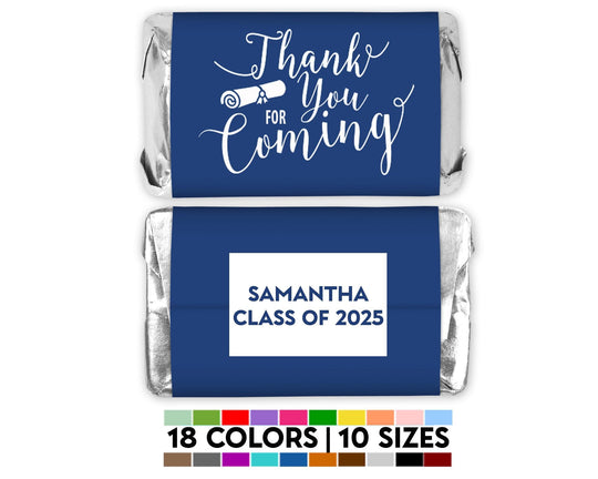 Thank you for Coming Graduation Mini Chocolate Bar Stickers, Class of 2025 Personalized Graduation Candy Stickers, Congrats Grad Party Decor