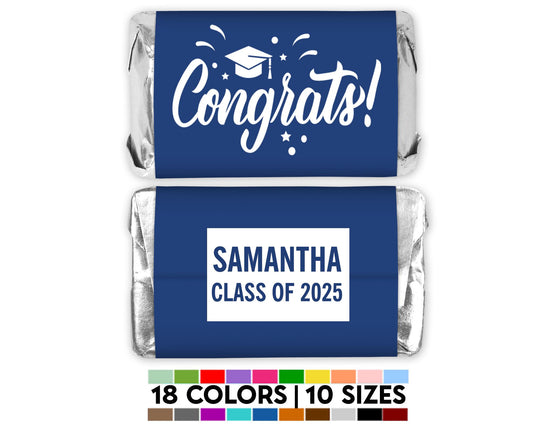 Congrats Graduation Mini Chocolate Candy Bar Wrapper Labels, Class of 2025 Personalized Graduation Chocolate Candy Stickers, 54 Stickers