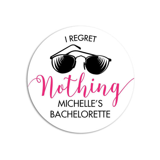 I Regret Nothing Bridal Shower Stickers, Bachelorette Weekend, Thank You Stickers, Wedding Favor Sticker Labels, Personalized Party Favors