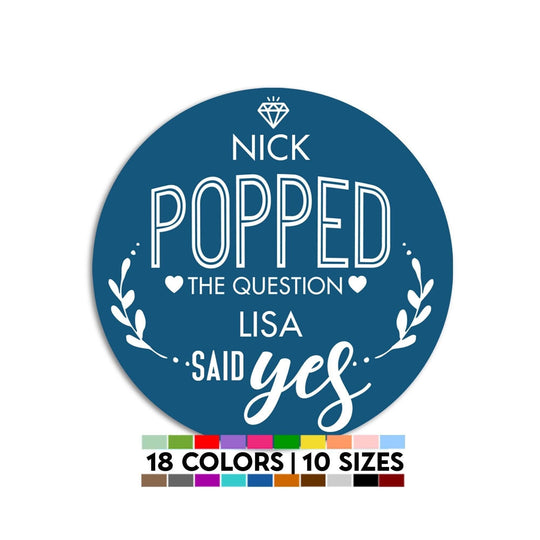 He Popped The Question Bridal Shower Stickers, Thank You Stickers, Wedding Favor Sticker Labels, Personalized Party Favors