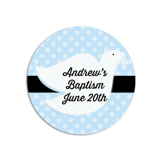 Dove Blue Baptism Stickers, Boy Baptism Favors, Religious Thank You for Coming Favors, Communion Stickers, and Christening Supplies