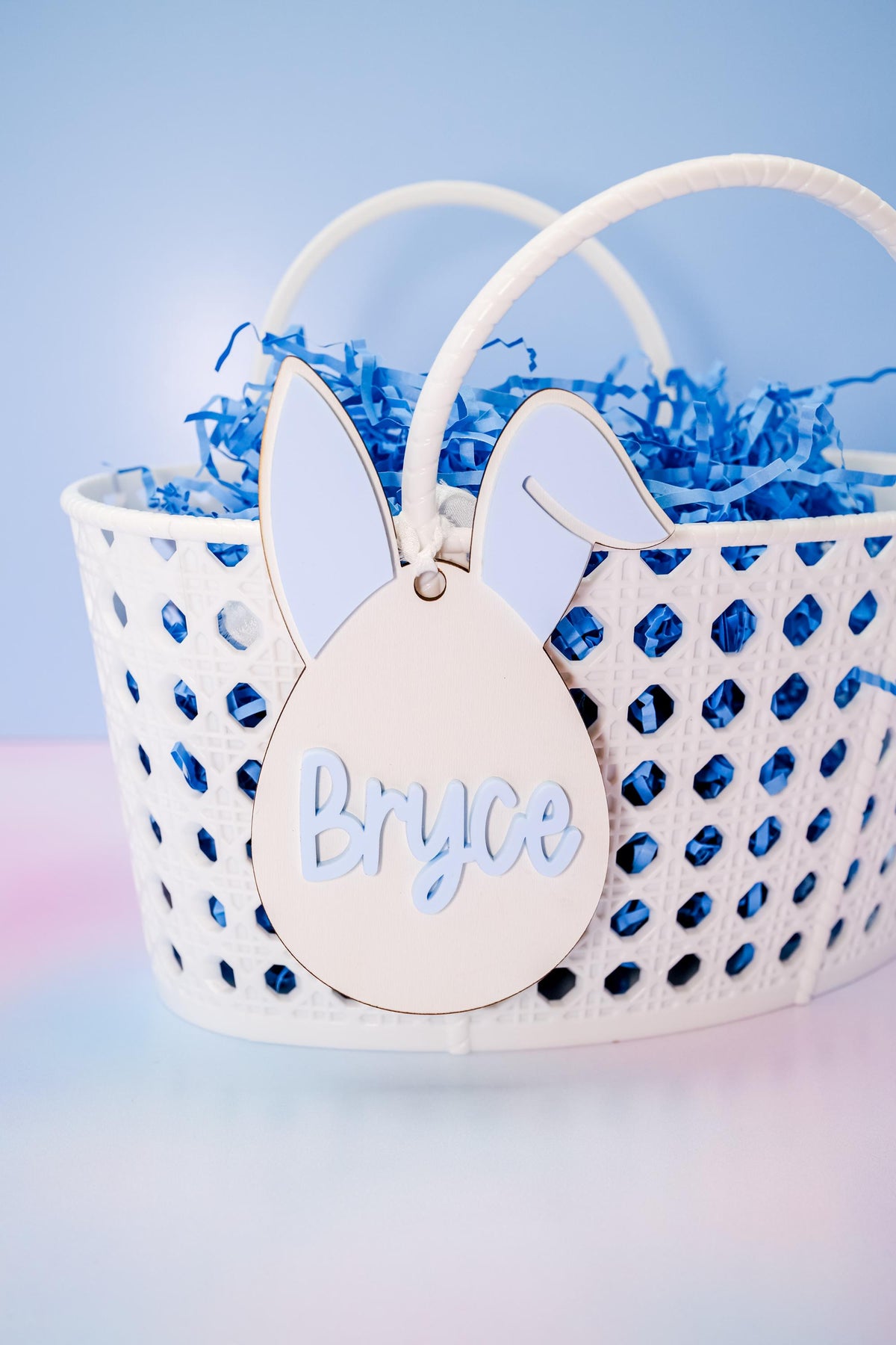 Easter Basket Tags, Personalized Easter Basket Tag, Custom Easter Basket Tag, Bunny Name Tags, Blue Bunny Ears, Easter Spring Decor