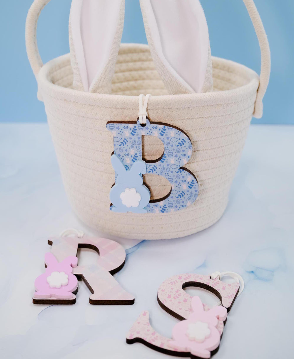Easter Bunny Basket Tag, Easter Initial Bunny Tag, Custom Name Easter Tag, Personalized Easter Basket Tag, Spring Decor, Easter Letter