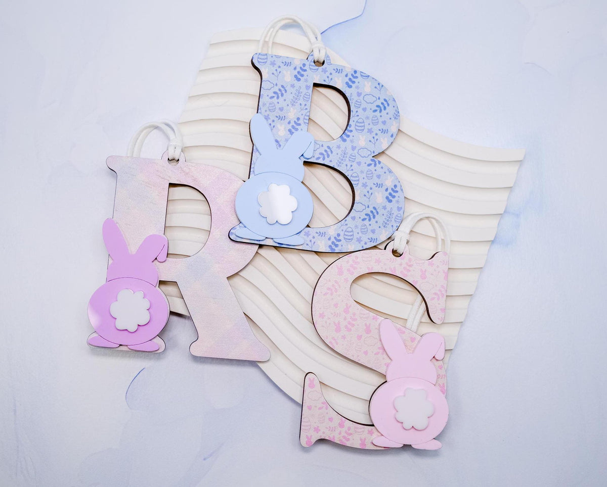 Easter Bunny Basket Tag, Easter Initial Bunny Tag, Custom Name Easter Tag, Personalized Easter Basket Tag, Spring Decor, Easter Letter