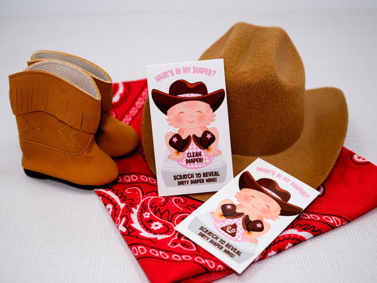 What's In My Diaper® Scratch Off, Cowgirl Baby Shower Scratch Off Game, Fun Baby Shower Game Card Ideas, Dirty Diaper Game