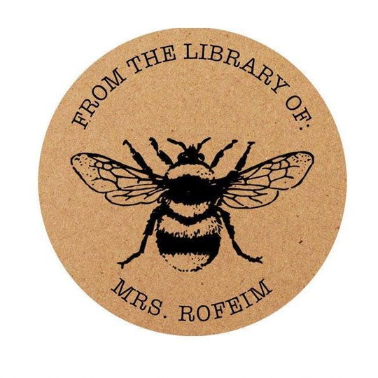Teacher Bee Book Kraft Labels | This Book Belongs to Stickers | Personalized Book Labels| From the Library of Stickers | Bee Book Stickers