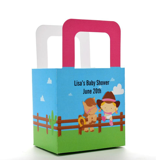 Baby Shower Favor Boxes - Little Cowboy - Personalized Custom Party Treat Container Gift Bags - Set Of 10