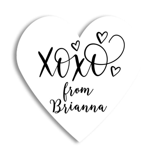 XOXO Happy Valentine's Day Stickers - Personalized Heart Shape Valentine Sticker Labels