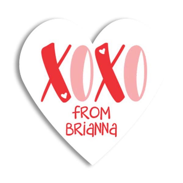 XOXO Happy Valentine's Day Stickers - Personalized Heart Shape Valentine Sticker Labels