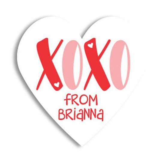 XOXO Happy Valentine's Day Stickers - Personalized Heart Shape Valentine Sticker Labels