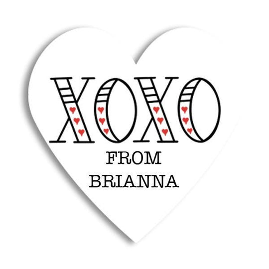XOXO Happy Valentine's Day Stickers - Personalized Heart Shape Valentine Sticker Labels