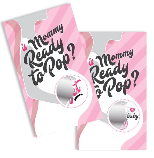 Is Mommy Ready To Pop Pink - Baby Shower Scratch Off Game - Ready To Pop Blue Baby Shower Game - Pack of 24 Cards
