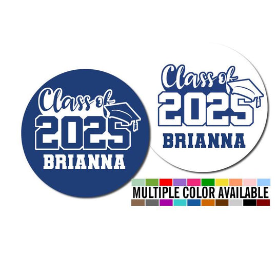 Class of 2025 Graduation Stickers Personalized, Custom Graduation Party Favor Round Labels, Grad Envelope Seal, Thank You Graduation Sticker