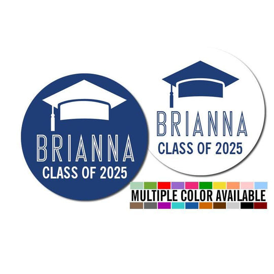 Graduation Stickers Personalized, Class of 2025 Custom Graduation Party Favor Round Labels, Grad Envelope Seal, Thank You Graduation Sticker