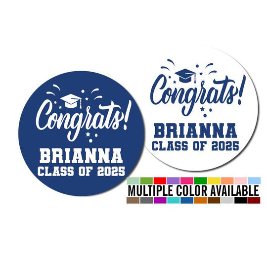 Congrats Graduation Stickers Personalized, Class of 2025 Custom Graduation Party Favor Labels, Grad Envelope Seal, Thank You Grad Sticker