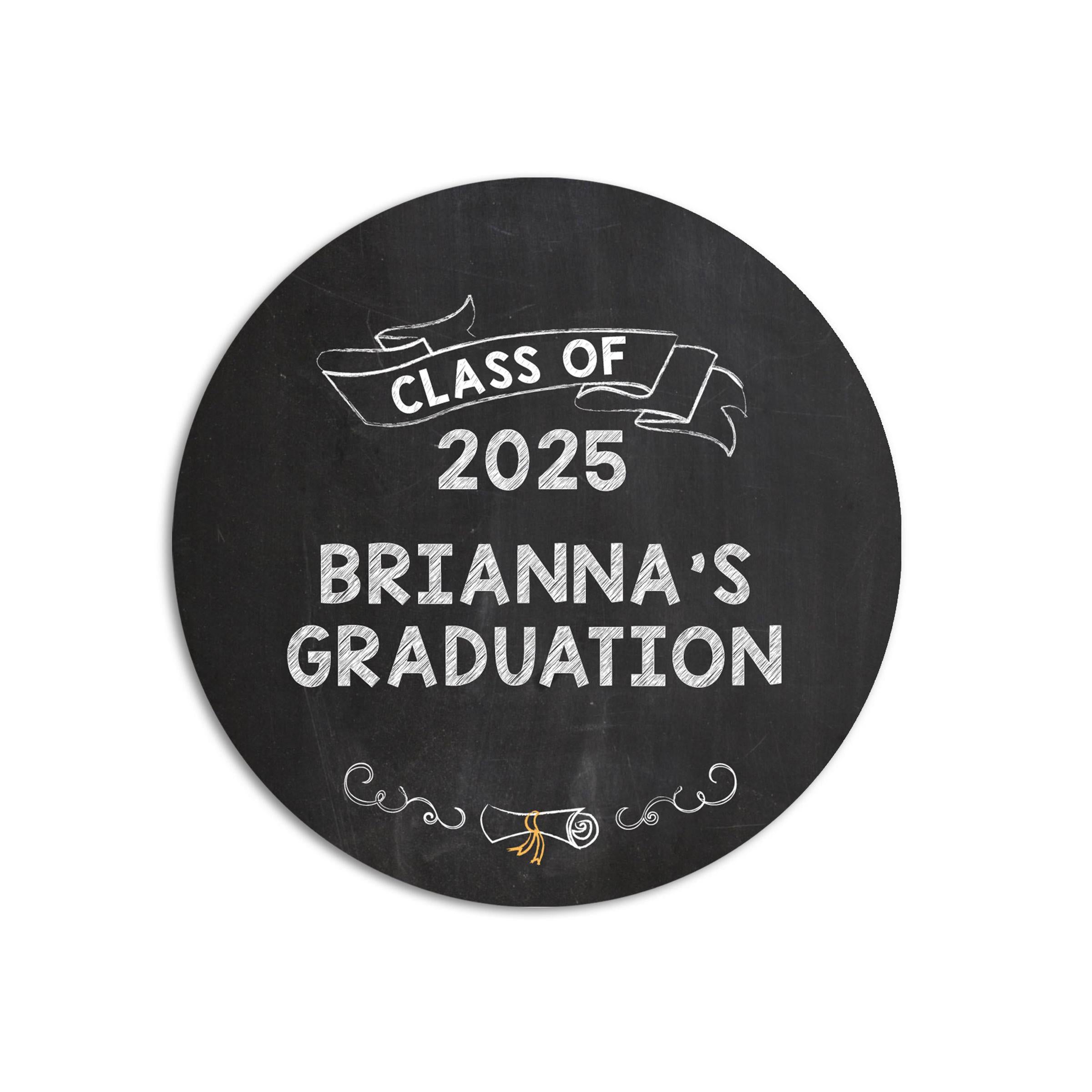 Chalkboard Graduation Party Stickers, Grad Thank You Stickers with Cap, Graduation Class of 2025, Grad Party Favor Labels