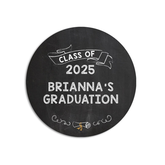 Chalkboard Graduation Party Stickers, Grad Thank You Stickers with Cap, Graduation Class of 2025, Grad Party Favor Labels