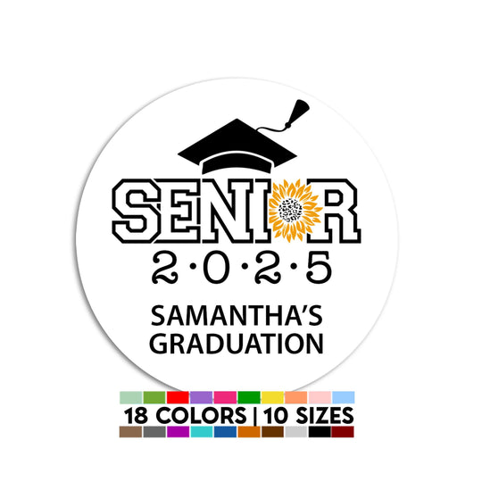 Senior 2025 Sunflower Graduation Party Thank You Stickers, Stickers for Chocolate Kisses, Grad Thank You Stickers, Graduation Class of 2025