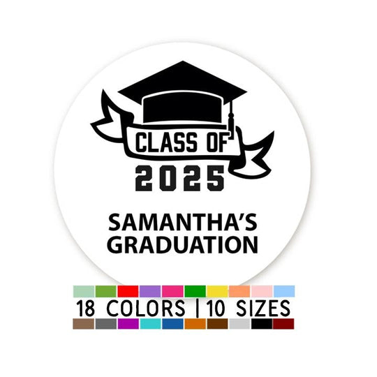 Class of 2025 Graduation Party Personalized Thank You Stickers, Grad Thank You Stickers with Cap, Graduation Congrats Senior 2025