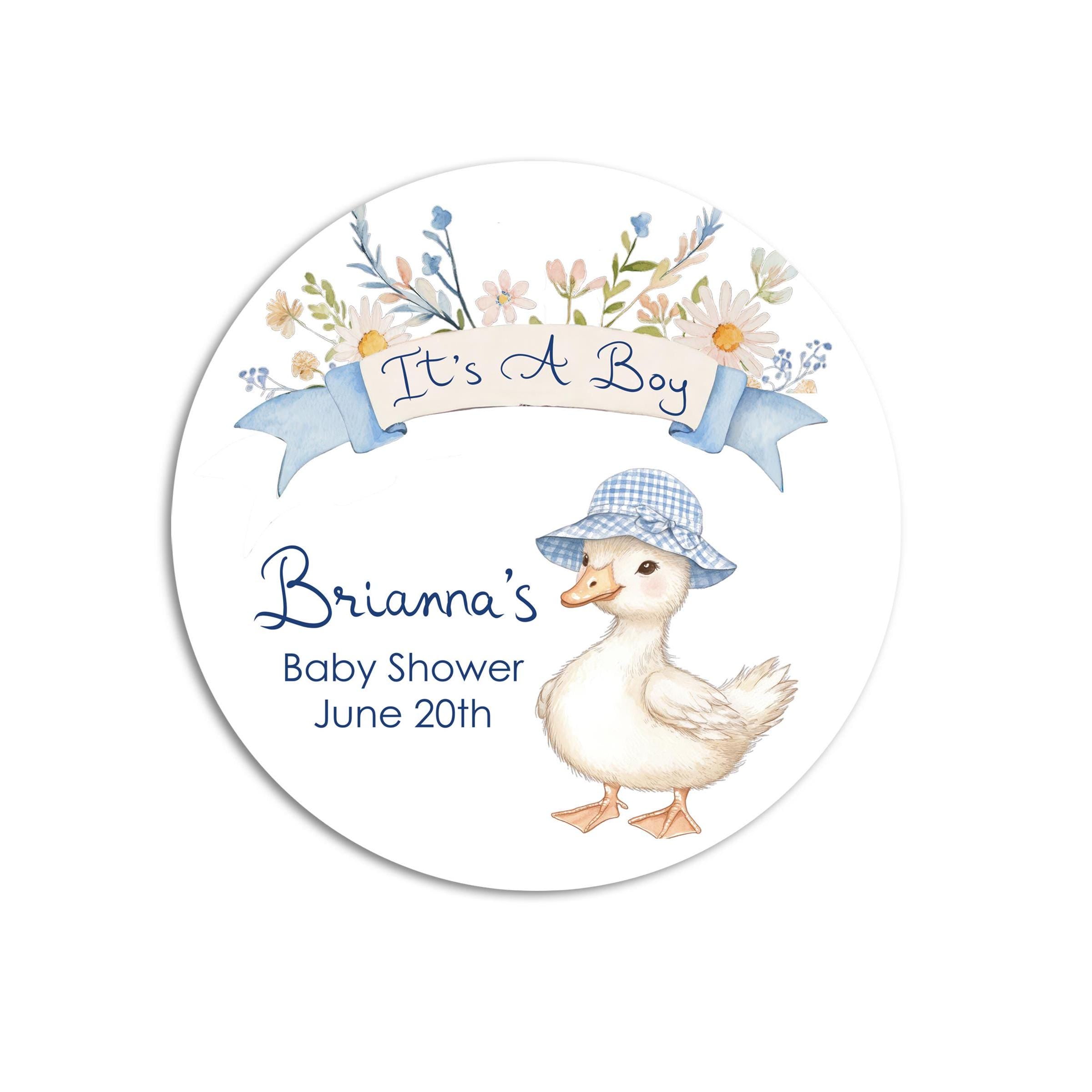Goose Blue Baby Shower Sticker Favors, Personalized Nursery Rhyme Favors Labels, Baby Shower Custom Stickers, Its A Boy Baby Shower Favor