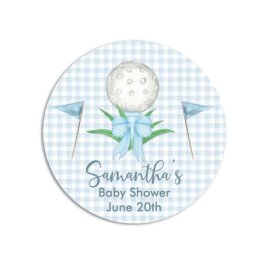 Golf Blue Baby Shower Sticker Favors, Personalized Tee Time Favors Labels, Baby Shower Custom Stickers, Its A Boy Baby Shower Favor