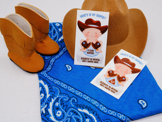 What's In My Diaper® Scratch Off, Cowboy Baby Shower Scratch Off Game, Fun Baby Shower Game Card Ideas, Dirty Diaper Game
