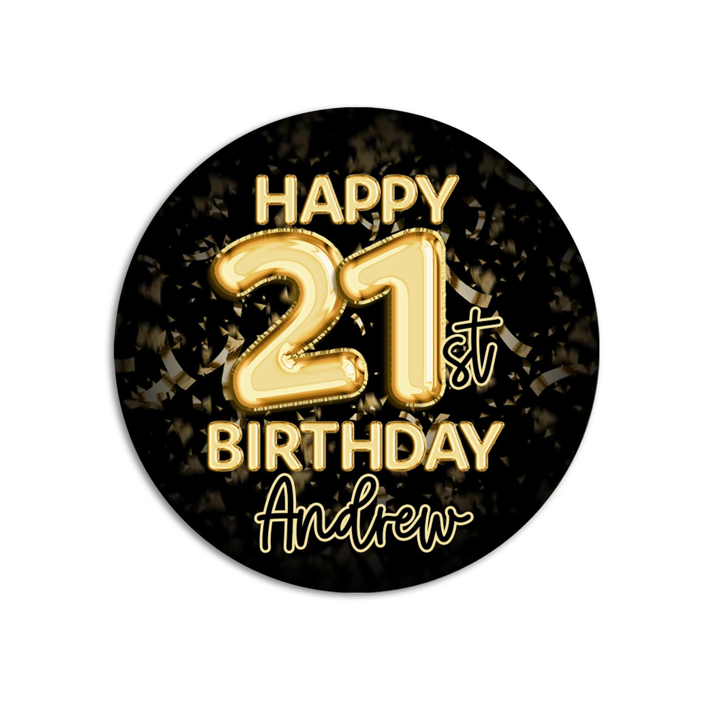 Birthday Party Favor Stickers, Black Gold Balloon Confetti Stickers, Happy Birthday Labels, Adult Birthday Party, Milestone Birthday