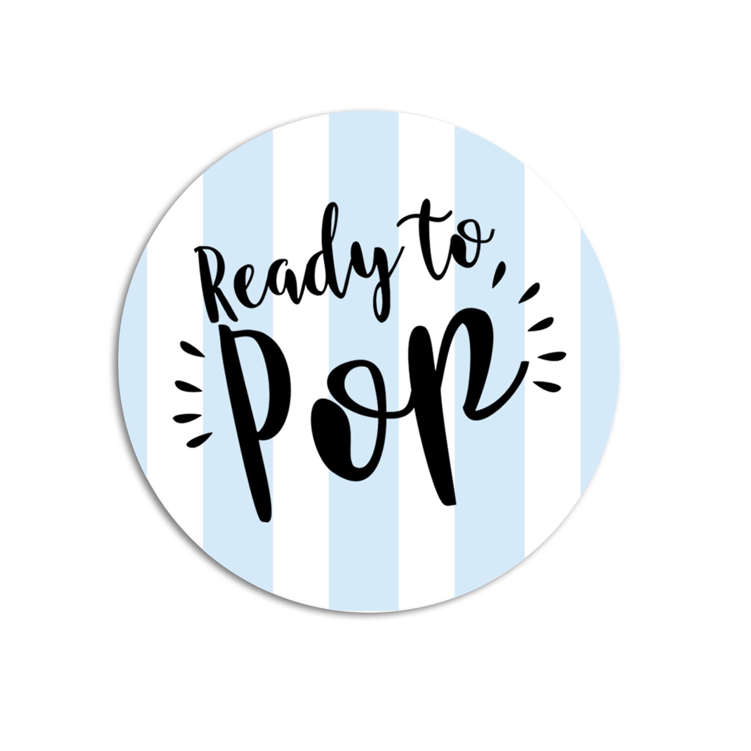 Ready To Pop Blue Popcorn Stickers for Baby Shower, Thank You Stickers Baby Boy Shower Favors, About To Pop Party, Round Stickers for Favor