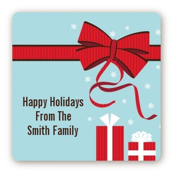 All Wrapped Up Gifts Stickers, Personalized Square Christmas stickers, Christmas gift tags, Large gift tags, Happy Holiday labels