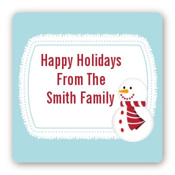 Snowman Snow Scene Stickers, Personalized Square Christmas stickers, Christmas gift tags, Large gift tags, Happy Holiday labels