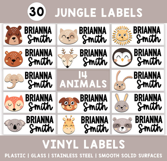 PreSchool Supply Labels, This Belongs to Teacher Stickers, Jungle Animal Icon Name Sticker, Back to School Labels, Personalized Book Labels