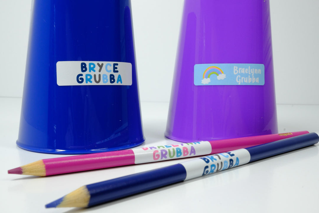 Personalized Teacher Pencil Rainbow Book Labels, From the Library Of, Custom Name Stickers for Class Supplies Organization, Teacher Gifts, Classroom Decor