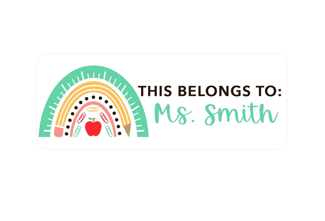 Personalized Teacher Pencil & Ruler Book Labels, From the Library Of, Custom Name Stickers for Class Supplies Organization, Teacher Gifts, Classroom Decor
