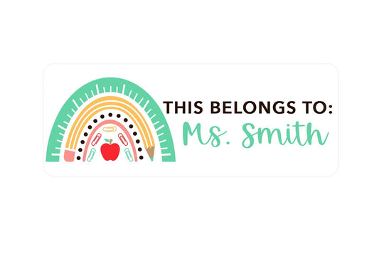 Personalized Teacher Pencil & Ruler Book Labels, From the Library Of, Custom Name Stickers for Class Supplies Organization, Teacher Gifts, Classroom Decor