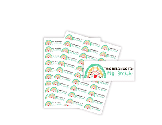 Personalized Teacher Pencil & Ruler Book Labels, From the Library Of, Custom Name Stickers for Class Supplies Organization, Teacher Gifts, Classroom Decor